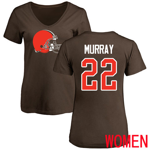 Cleveland Browns Eric Murray Women Brown Jersey #22 NFL Football Name and Number Logo T Shirt->women nfl jersey->Women Jersey